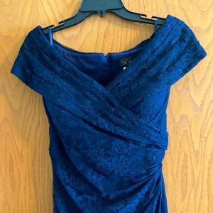 Size 12 navy lace La Femme gown